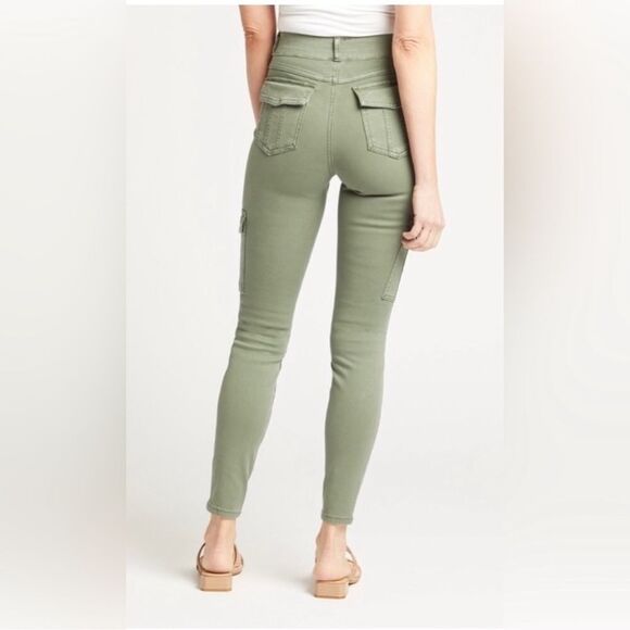 Spanx Stretch Twill High Rise Cargo Skinny Ankle Pants In Soft Sage Green C30 - Picture 4 of 10
